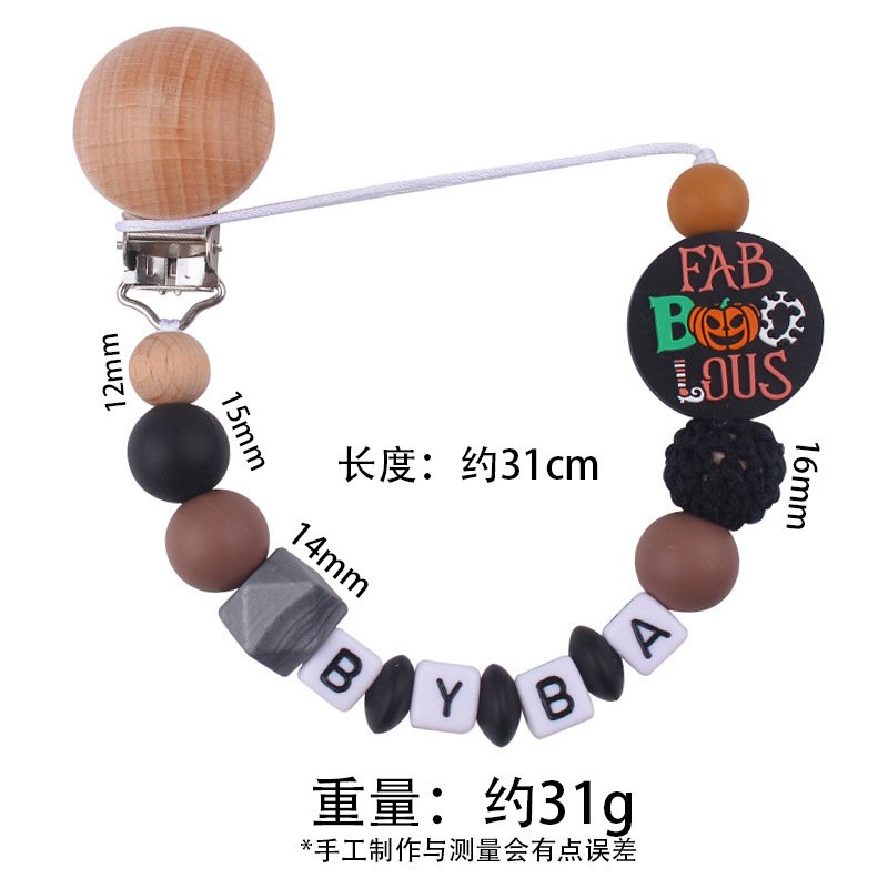 Productos para bebés, juguetes de planeta creativo, pinza de chupete de madera, cadena de chupete de silicona para bebés, cadena anti-caída