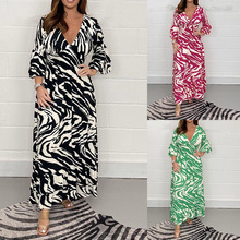 2023秋冬新款 亚马逊wish独立站跨境女士印花宽松休闲女装 连衣裙