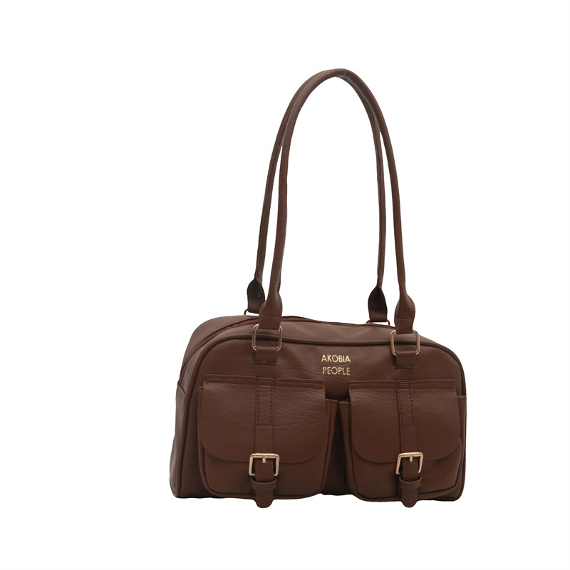 Bolso de bolera portátil de nicho retro para mujer 2024 otoño nuevo bolso de axila coreano de moda bolso de viaje de gran capacidad