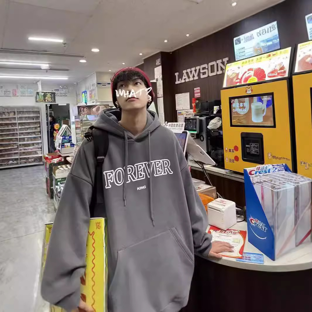 남성 후드 봄과 가을 오버 사이즈 패션 브랜드 탑 봄 후드 미국 무거운 2023 새로운 편지