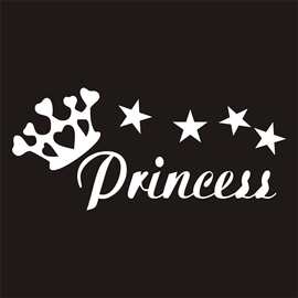 外贸汽车贴图片反光贴图涂鸦Princess公主可爱皇冠图案个性创意贴