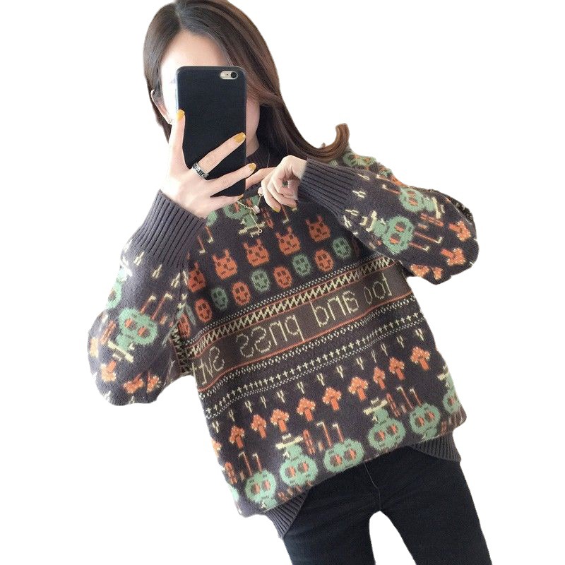 【 Cashmere Family】 Maglione da donna in maglia spessa con cappuccio, collo alto e corto, base in lana larga_voghion.com