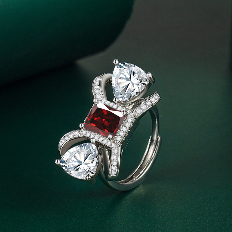 Fashion Bow Knot Copper Plating Inlay Zircon Rings 1 Piece