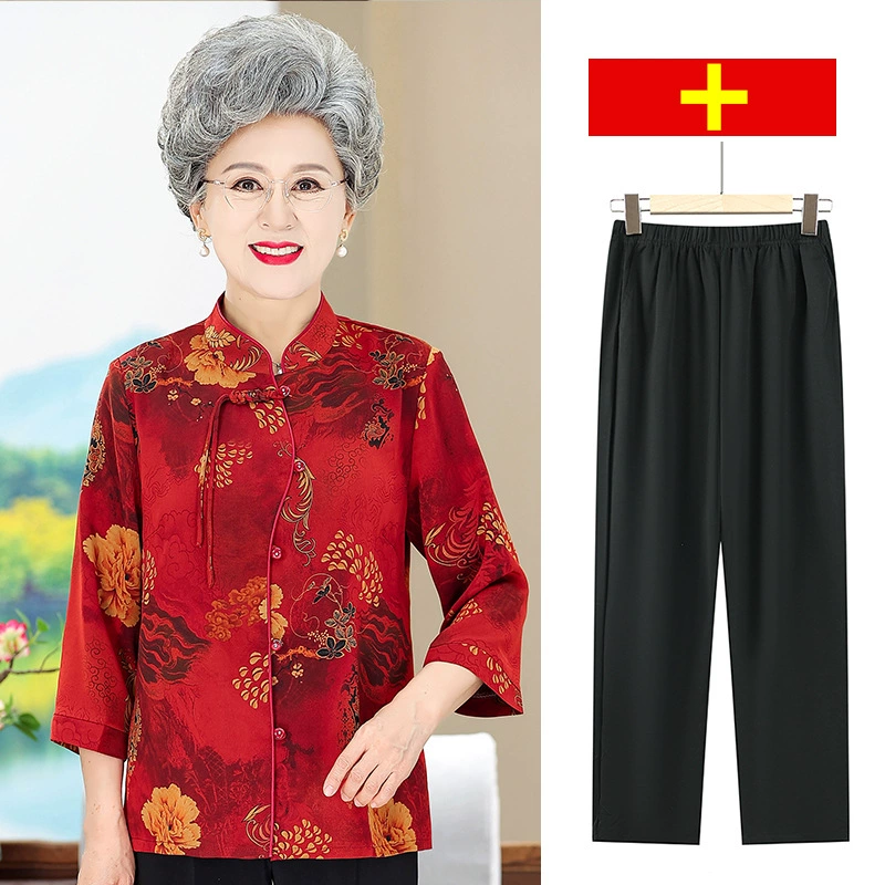 Пожилые люди летняя женская одежда бабушка новая китайская рубашка