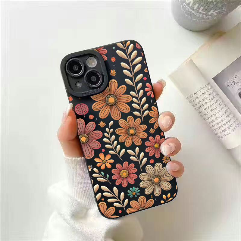 花卉图案适用苹果17Promax全包15手机壳iPhone16/15/14/13防摔xsm