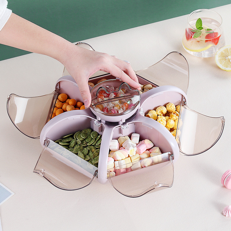 Creativa Casa de Prensa caja de fruta de loto caja de dulces de doble capa giratoria Malasia plato de fruta seca regalo de boda de la venta caliente