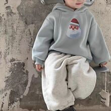 男童套装加绒加厚连帽卫衣2024秋冬新款中小童帅气宝宝童装两件套