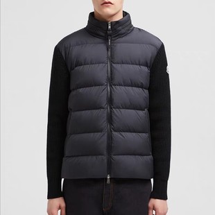 Factory Real Shot m Brand 25 Autumn and Winter Men's Logo Patchwork Knit Stand Collar down Jacket Versatile Warm Unisex Style