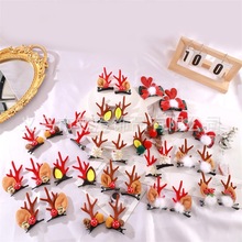 爆款圣诞节鹿角发夹儿童发卡节日麋鹿鸭嘴夹洋气可爱圣诞头饰夹子