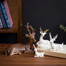 中式小鹿摆件玄关客厅办公室书房装饰创意陶瓷乔迁新居一鹿摆件