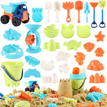 亚马逊新品儿童玩沙套装工具挖沙戏水沙滩玩具礼物四轮推车沙漏