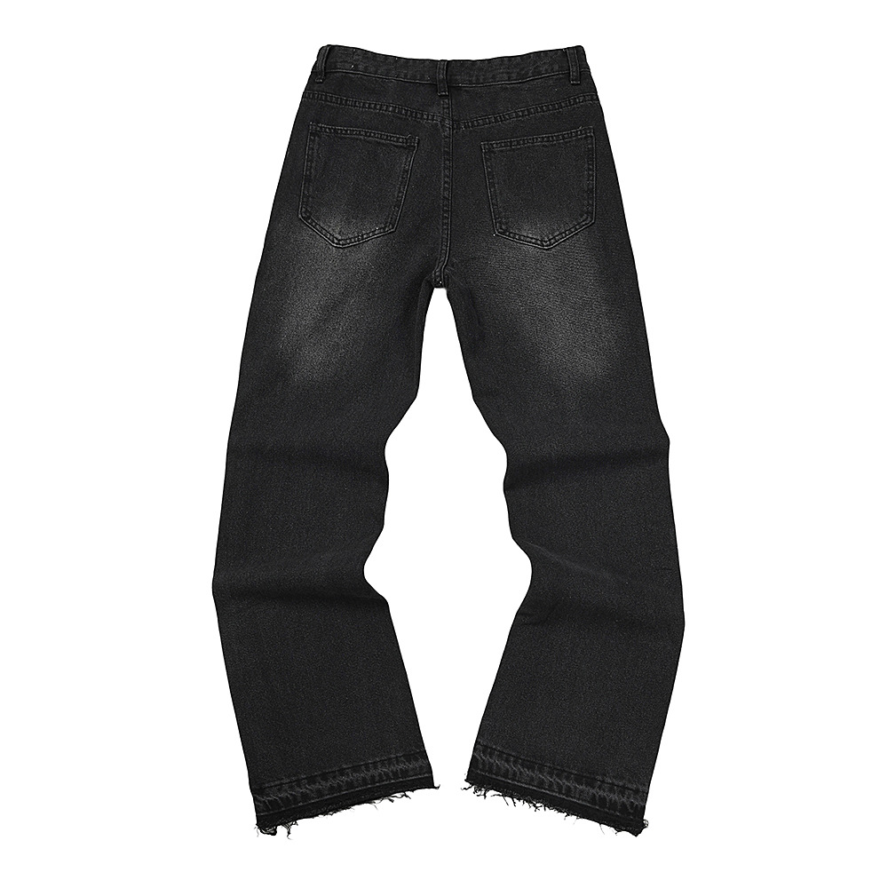 gall Foreign Trade Cross-border Wholesale American High Street Straight Raw Edge Jeans For Men, Trendy Loose-fitting_mkmklike.com