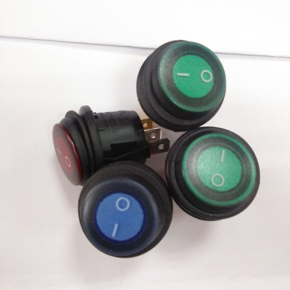 小开关新款 12-24V 防水开关 汽车开关 船型开关 三脚带指示灯