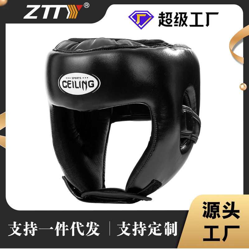 ZTTY Cross-Border Sanda Head Protector Boxing Helmet Martial Arts Training EVA Combat Head Protector Thickened with Customized Logo