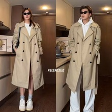 卡其色风衣外套男秋冬季韩系高级感潮牌痞帅中长款情侣英伦风大衣