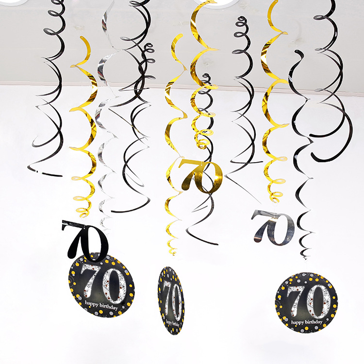 Fiesta de cumpleaños de Amazon Colgante en espiral de PVC de 12 piezas 30 años 40 años 50 años 60 años Decoración de cumpleaños