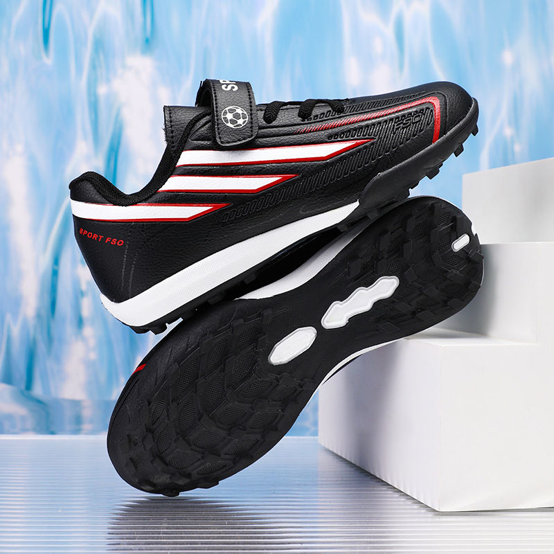 New children's campus turf training soccer shoes, boys' Velcro closure competition TF cleats, girls' athletic shoes
