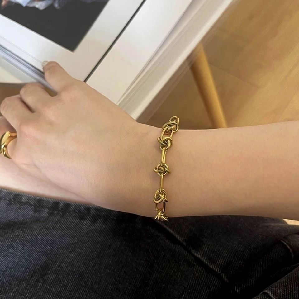 18g Weight Gold Plated Plating Material Bracelets Classification 1 Piece Quantity Simple Style Solid Color Titanium Steel Plating Gold Plated Bracelets