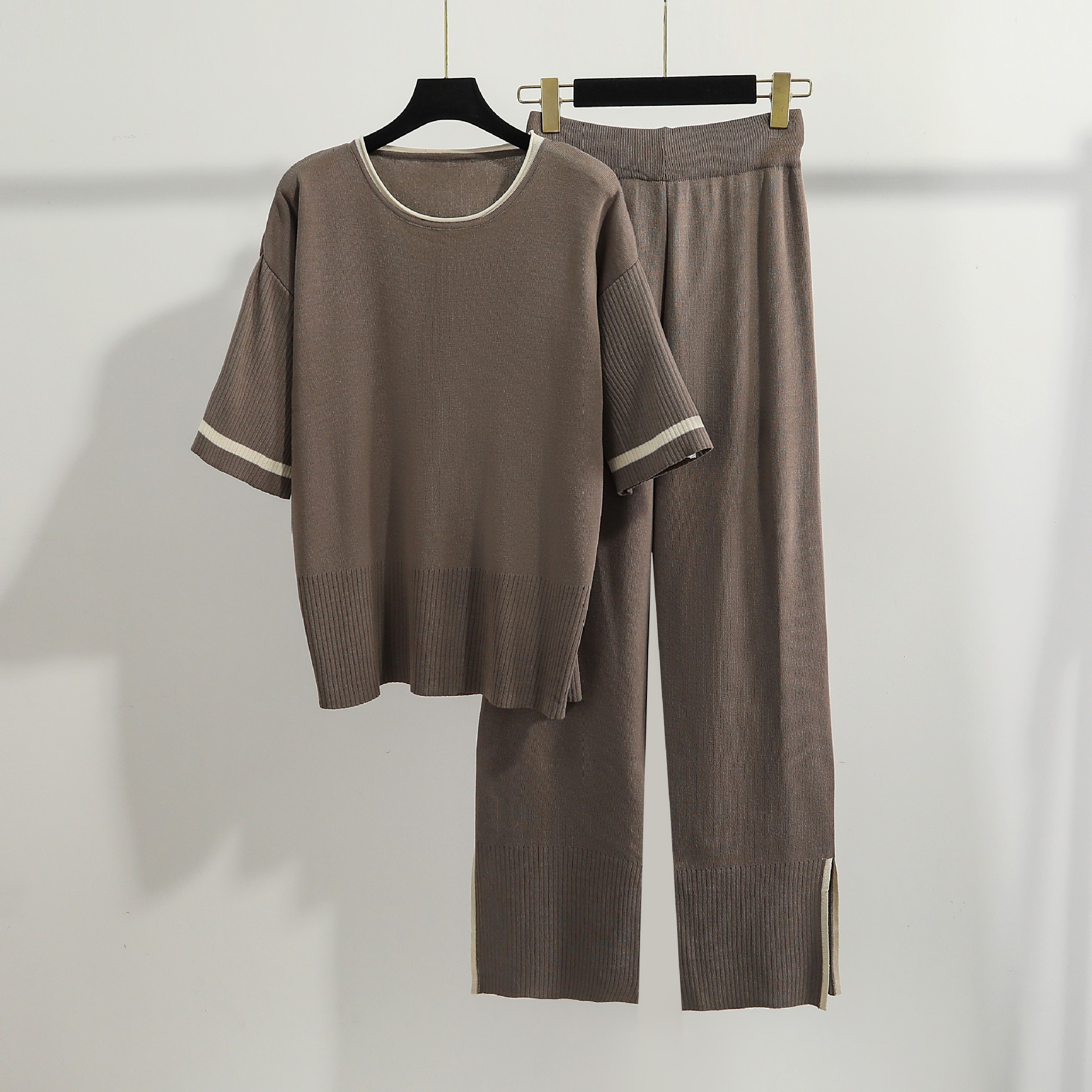 Täglich Frau Vintage-Stil Farbblock Polyester Kontrastbindung Hosen-Sets Hosen-Sets display picture 3