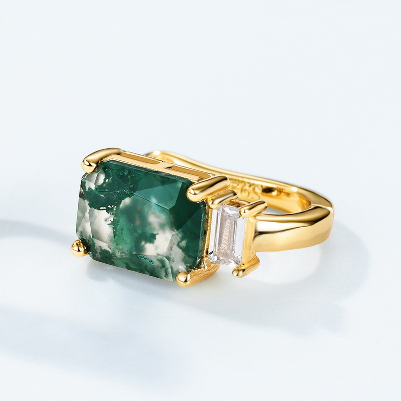 Pendientes de oro de 10k chapados en plata S925 exclusivamente transfronterizos Pendientes pequeños frescos y versátiles Pendientes de piedra preciosa de ágata de agua natural
