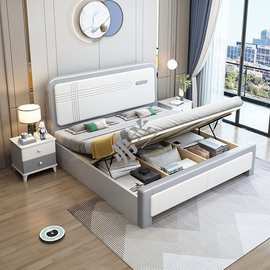北欧实木床简约现代一米八主卧双人床一米五小户型储物轻奢婚床