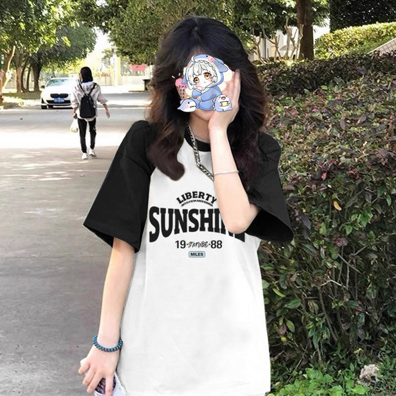 Junior High School Senior high school Students Loose Cotton Short-sleeved T-shirt Summer 2025 New Style Chic Stitching Contrast chubby girl Top Junior High School Senior high school Students Loose Cotton Short-sleeved T-shirt Summer 2025 New Style Chic Stitching Contrast chubby girl Top