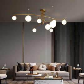 新款北欧轻奢全铜吊灯创意个性现代简约风格魔豆客厅灯具