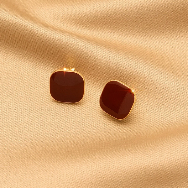 Red square ear clips