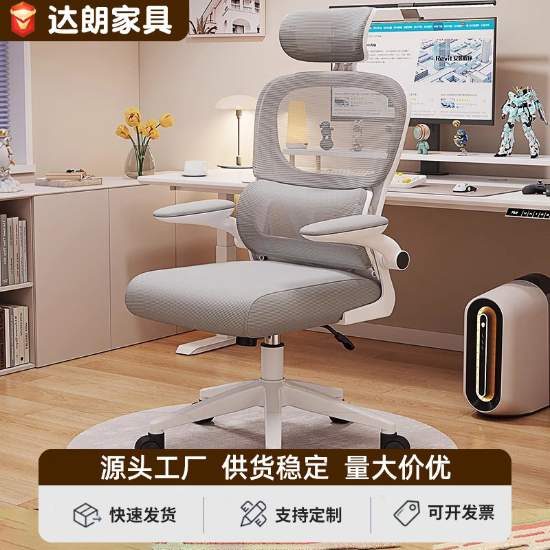 Computer Chair, Ergonomic Chair, Comfortable Chair for Long Sitting, Waist-Protecting Chair, Student Dormitory Study Chair, Home Chair with Backrest