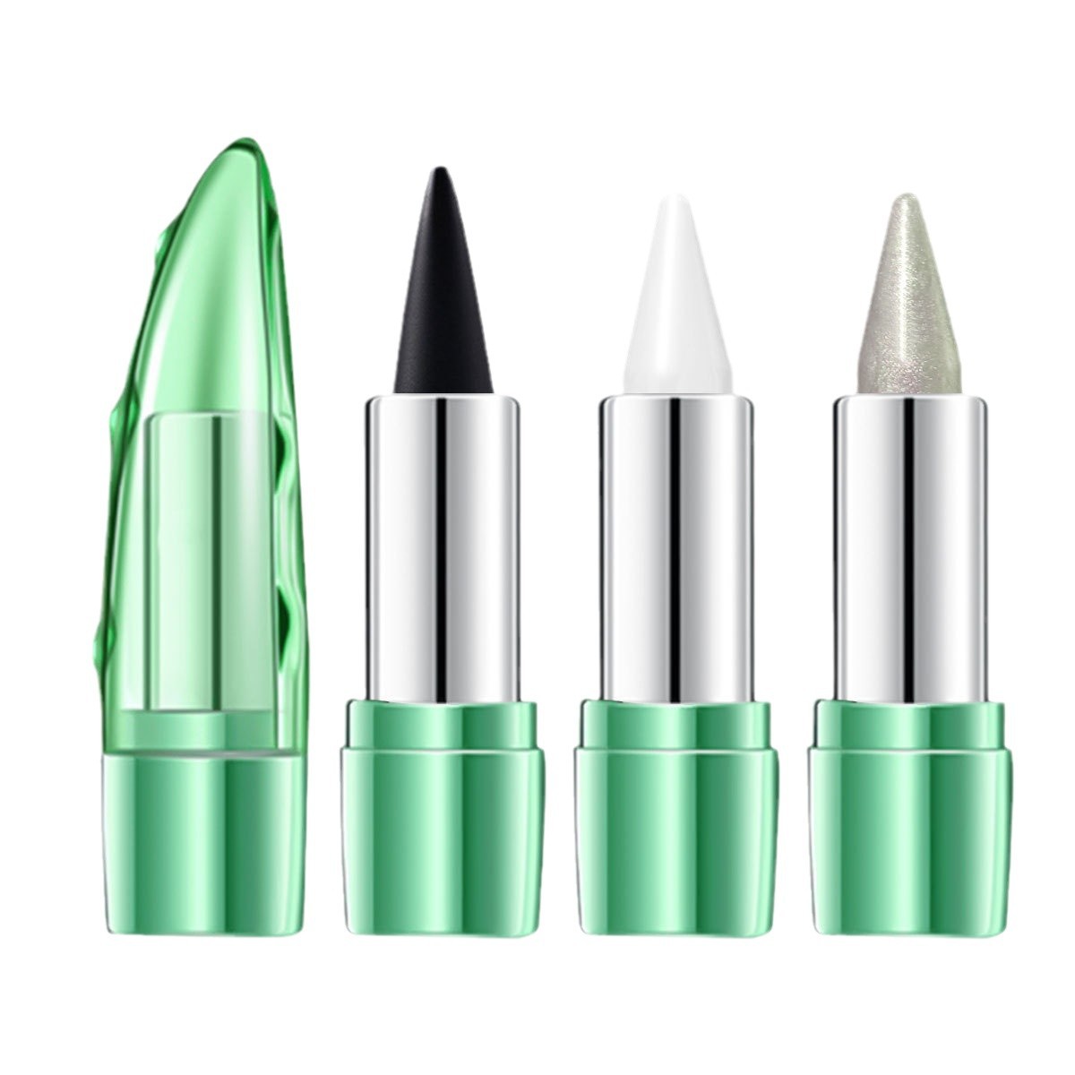 3 color waterproof eye shadow cream eyeliner quick drying matte black solid rich eyeliner cream pen_voghion.com