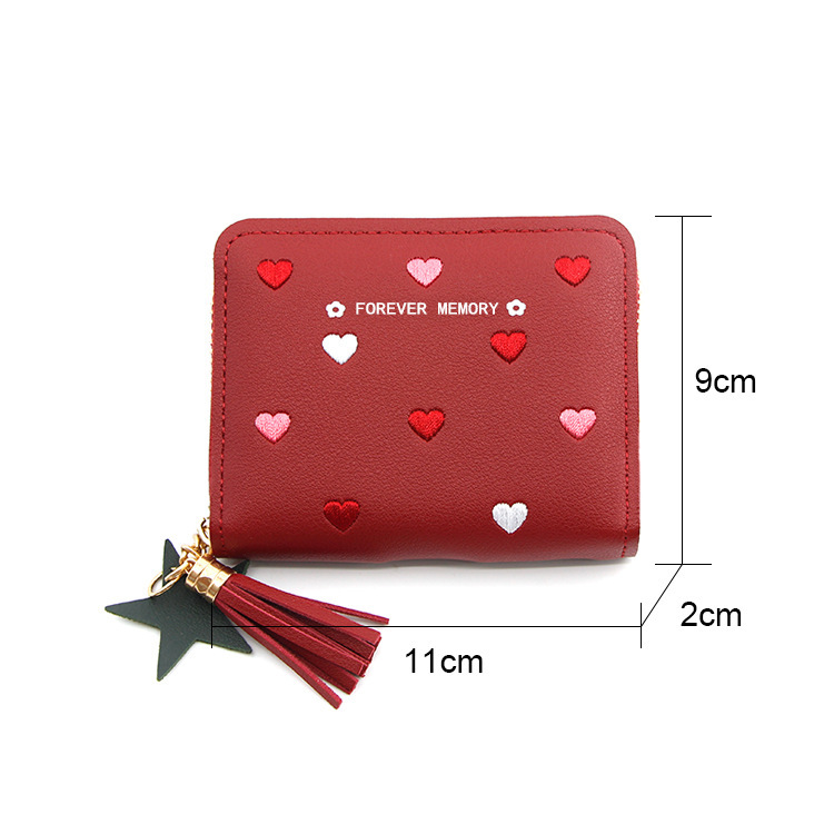 Women's Heart Shape Pu Leather Ornament Zipper Coin Purses display picture 9