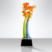 麒麟奖古法琉璃奖杯公司单位表彰大会刻字奖杯活动庆典