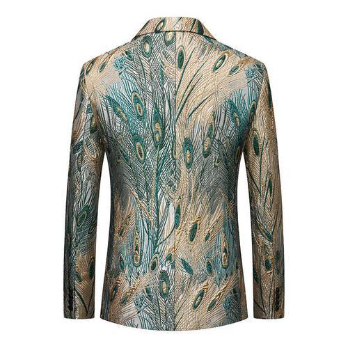  peacock tail hot stamping suit jacket on Men's jazz dance blazer dress suits Men's jazz dance blazer dress coat host banquet dress for men