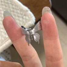 S925纯银中古风意大利手工拉丝工艺锻面蝴蝶戒指精致复古名媛风女