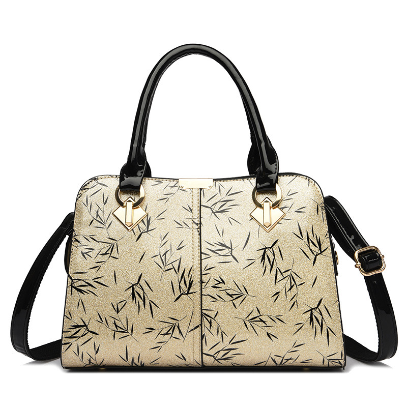 Bolso de mujer de estilo chino 2023 nueva moda de charol bolso de Madre de mediana edad estilo étnico bolso de gran capacidad bolso de hombro