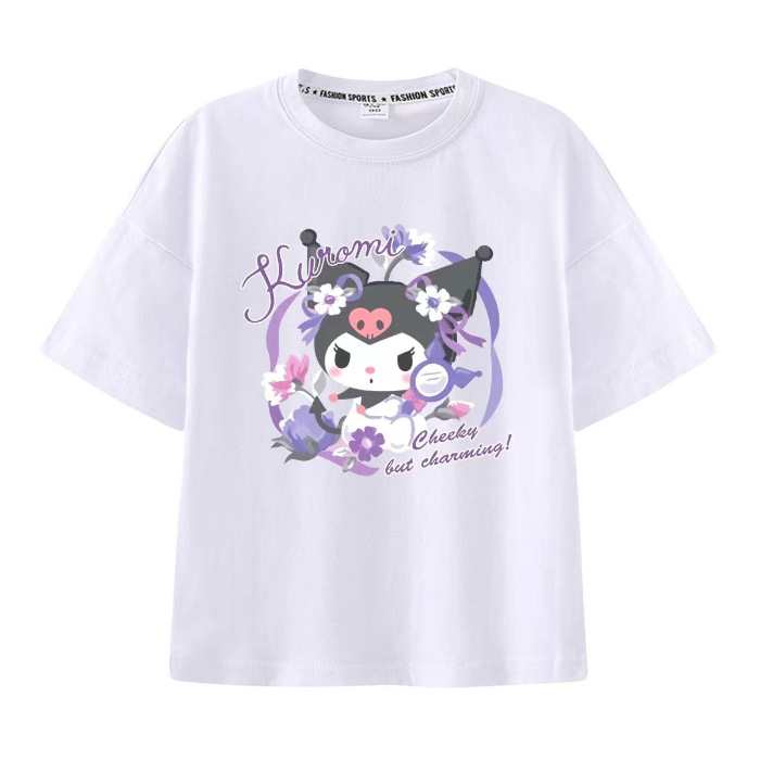 Kulomi Mereti Camiseta de manga corta para niñas 2025 Verano Yugui Dog Co-marca dulce ropa casual de algodón para niños