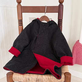 女童仿羊绒双面双穿呢中长款大衣 2025新款洋气儿童加厚双面穿