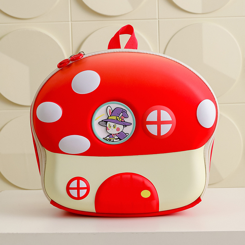 Cartoon hongos tridimensionales mochila infantil jardín de infantes mochila de niñas transpirable encantadora mochila de niñas de clase media