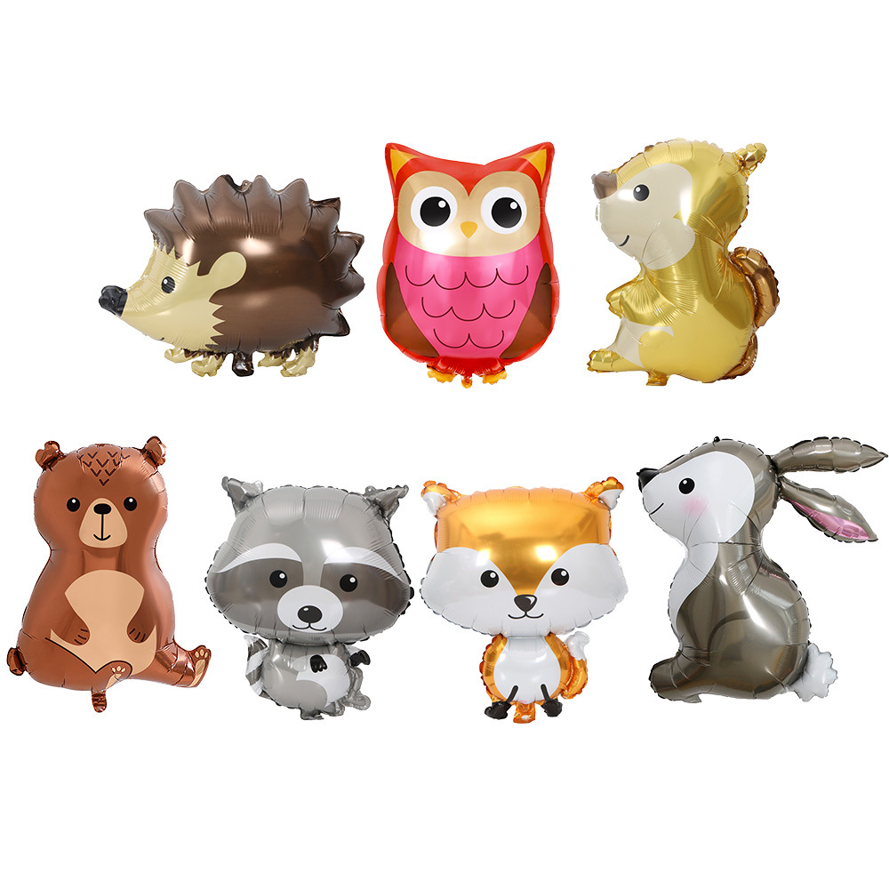 Cross-border tropical jungle party birthday decoration fox hedgehog squirrel foil balloons children's first birthday arrangement