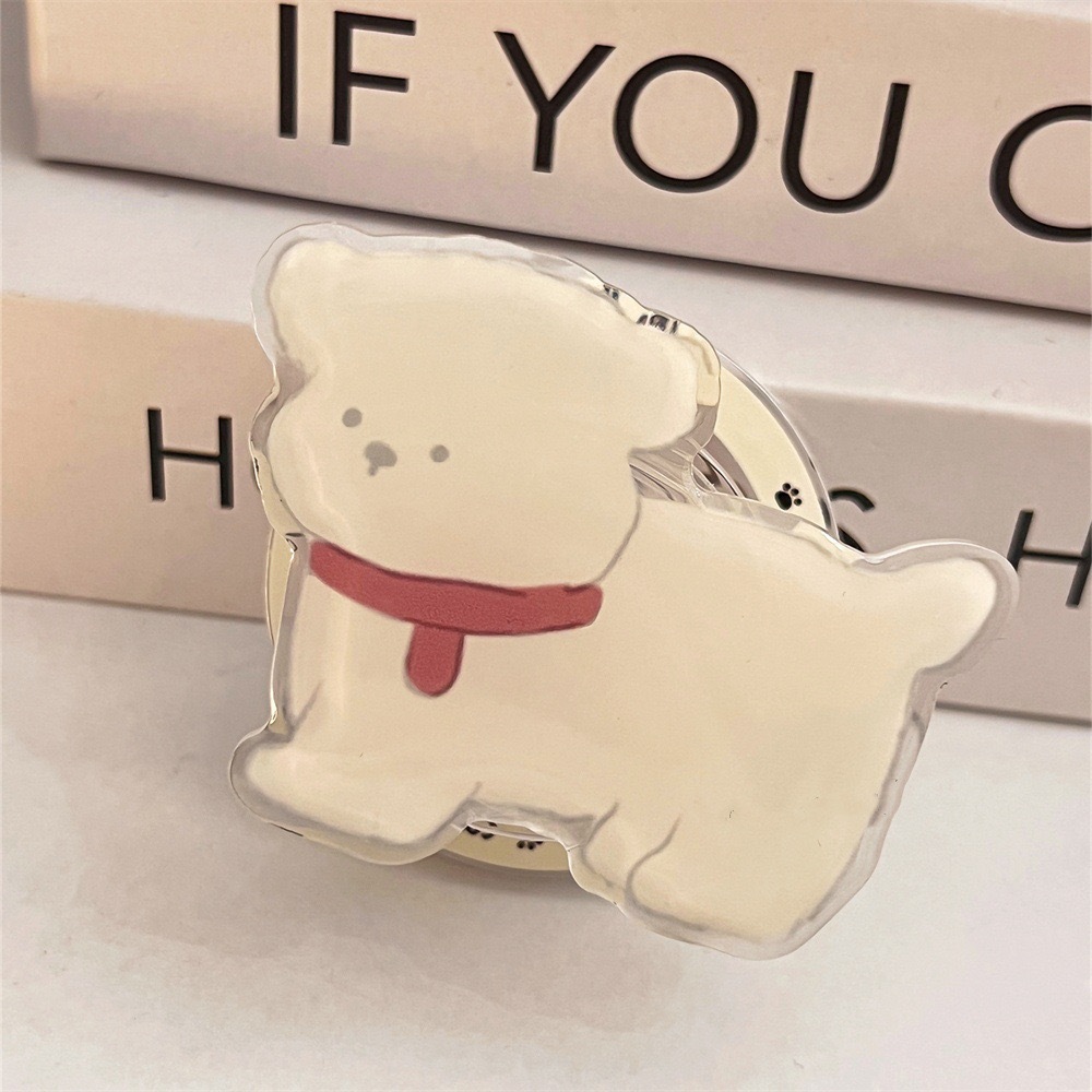Red scarf white dog magnetic stand