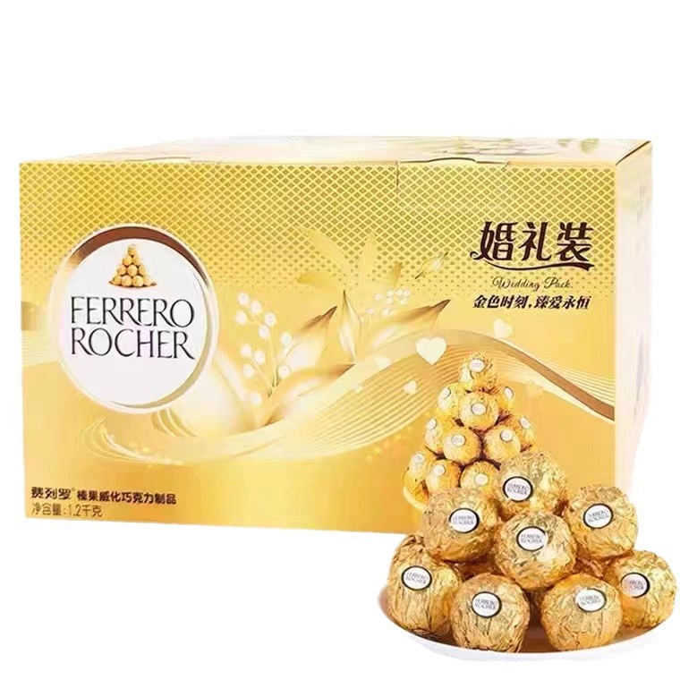 Wedding Chocolate Box Ferrero Rocher, 96 pieces, gold gift packaging