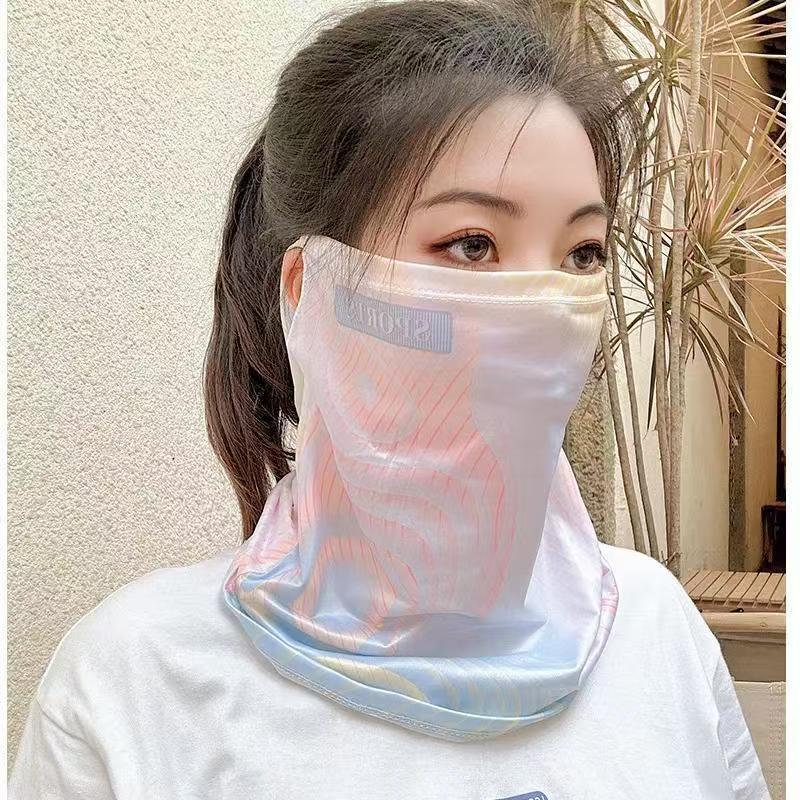 Máscara de protección solar de seda de hielo para hombres y mujeres, babero colgante, protector de cuello, máscara facial, velo de verano, transpirable y versátil