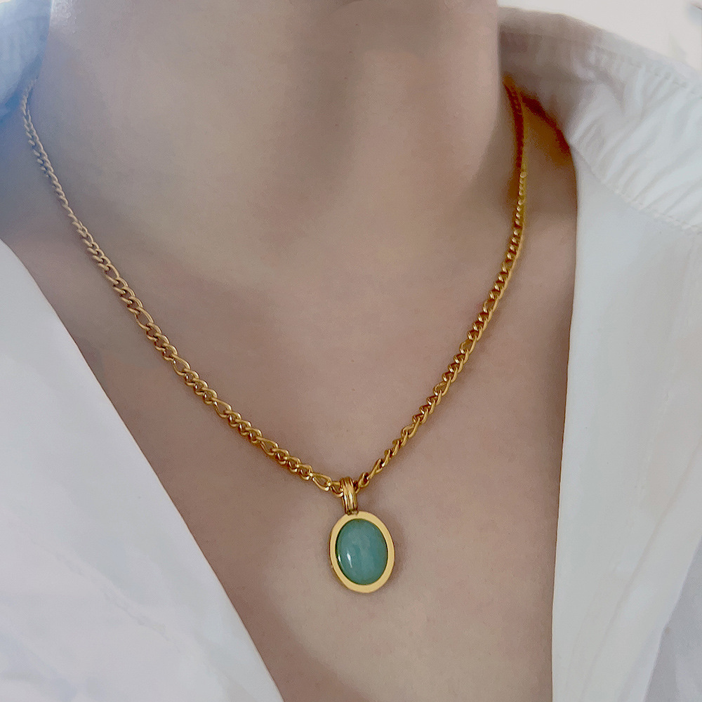 Pendant Necklace Classification cable chain Chain Type 1 Piece Quantity Fashion Square Water Droplets Flower Stainless Steel Titanium Steel Plating Inlay Shell Pendant Necklace 1 Piece