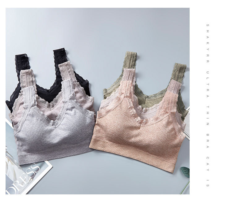 棉美背裹胸性感蕾丝边V领聚拢打底防走光乳胶胸垫可拆卸运动文胸详情图17