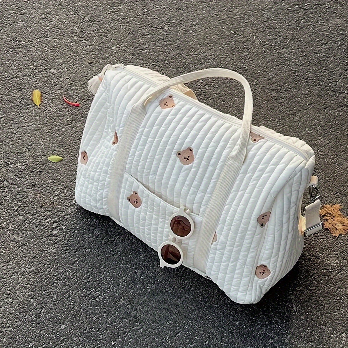 Korean-style Mommy Bag Embroidered Cotton Baby Carriage Hanging Bag Portable Shoulder Zipper Mother and Baby Bag Baby Stroller Storage Bag