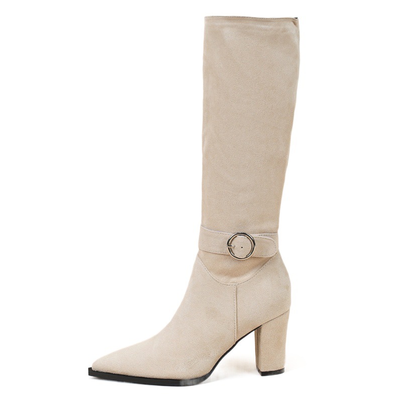 Botas Altas de Tacón para Mujer de Gamuza y Caucho Antideslizante, Térmico