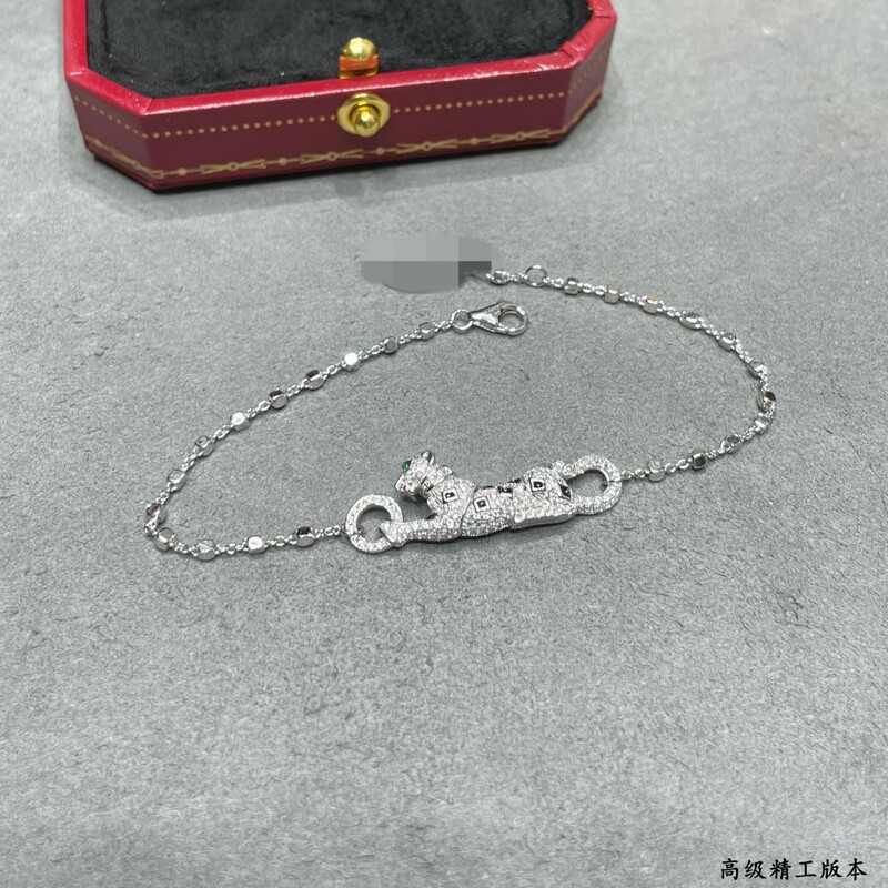 European and American High Version Full Diamond Leopard Bracelet Women's V Gold Plated 18K Rose Gold Leopard Pendant Bracelet Luxury Bracelet