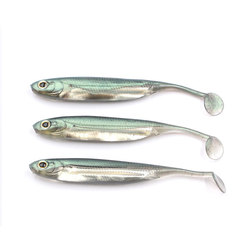Saigao new product fishing bait, simulated soft fish, various specifications, 5pcs per pack, T tail fish floating water reflective inverted fishing bait
