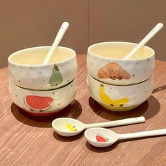 ins风可颂陶瓷米饭碗家用早餐碗个人专用釉下彩吃饭碗甜品酸奶碗
