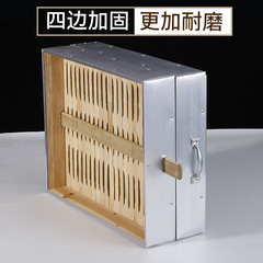Square bamboo steamer with aluminum steaming rack for dumplings, buns, and steamed buns, multi-layer steamer for commercial use, factory wholesale